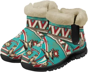 Binienty Women Men Ankle Boots Comfort Slip On Winter Warm Non Skid Plush Snow Boots