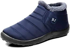 BJ Women's Warm Sheepskin-lined Boots, Fumettin Sheepskin Lined Boots, Womens Orthopedic Snow Boots Winter Shoes Warm Fur Lined Anti-Slip Ankle Booties Outdoor Slip On Waterproof Booties Comfortable Warm Shoes