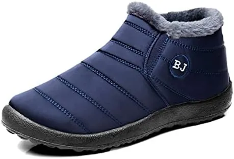 BJ Women's Warm Sheepskin-lined Boots, Fumettin Sheepskin Lined Boots, Womens Orthopedic Snow Boots Winter Shoes Warm Fur Lined Anti-Slip Ankle Booties Outdoor Slip On Waterproof Booties Comfortable Warm Shoes