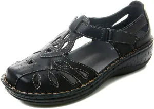 Black Closed Toe Sandals for Women Casual Walking Sandals Comfortable Leather Mary Jane Flat Women's Casual Loafers