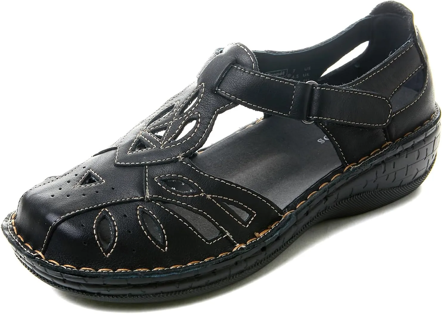 Black Closed Toe Sandals for Women Casual Walking Sandals Comfortable Leather Mary Jane Flat Women's Casual Loafers