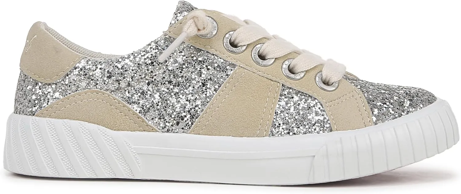 Blowfish Malibu Kid's Wave-K Lace-Up Sneaker Silver Glitter 3M