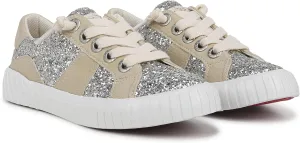 Blowfish Malibu Kid's Wave-K Lace-Up Sneaker Silver Glitter 3M