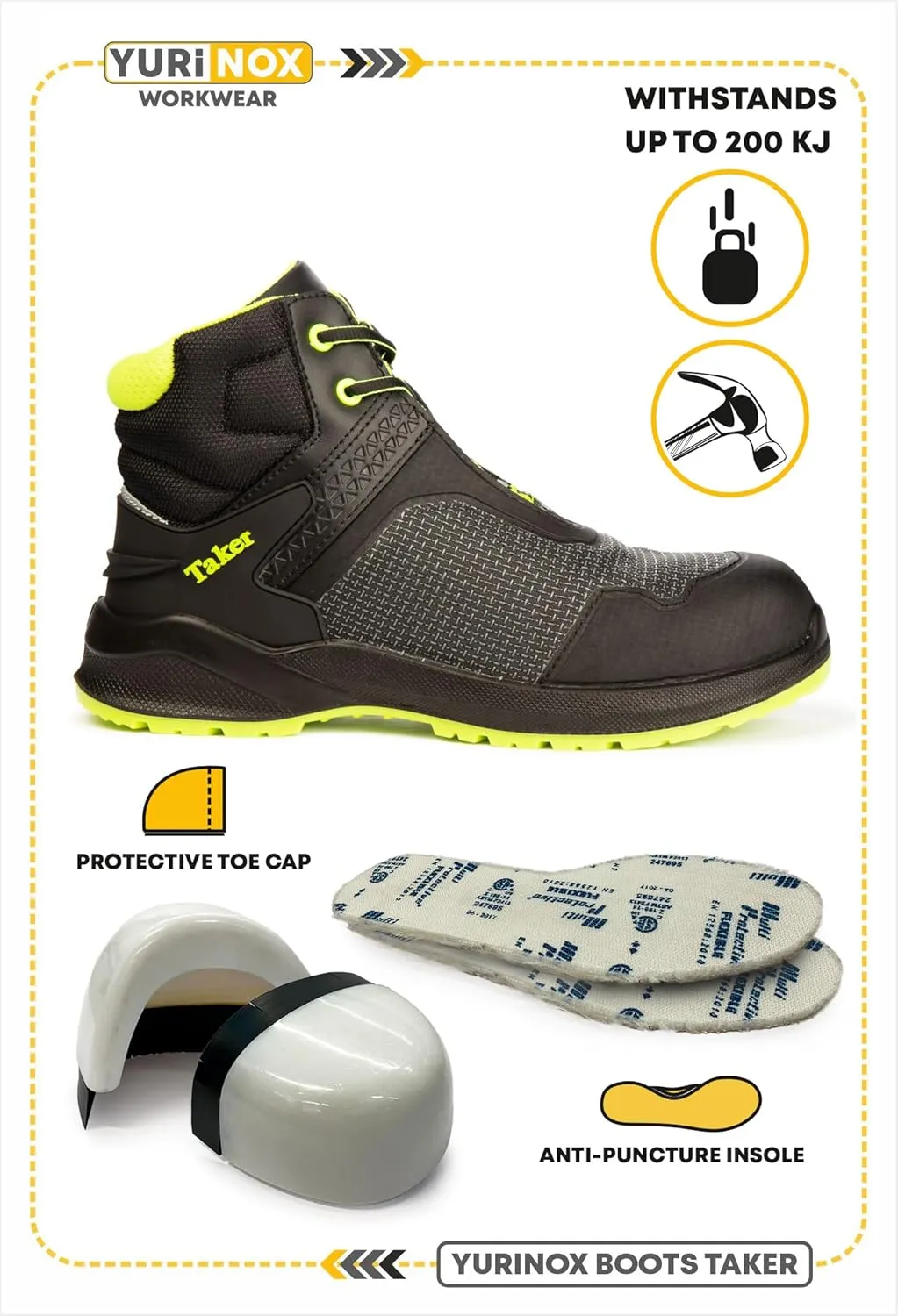 Boots Taker - Composite Safety Toe - Puncture-Proof Kevlar Sole - Utility Work Boots for Construction and Warehouse