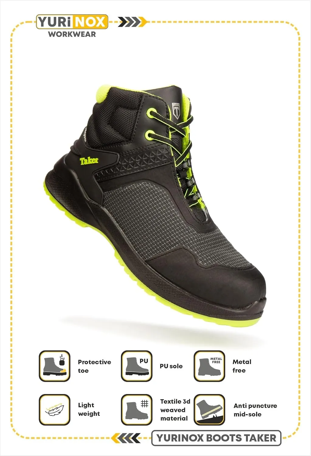 Boots Taker - Composite Safety Toe - Puncture-Proof Kevlar Sole - Utility Work Boots for Construction and Warehouse