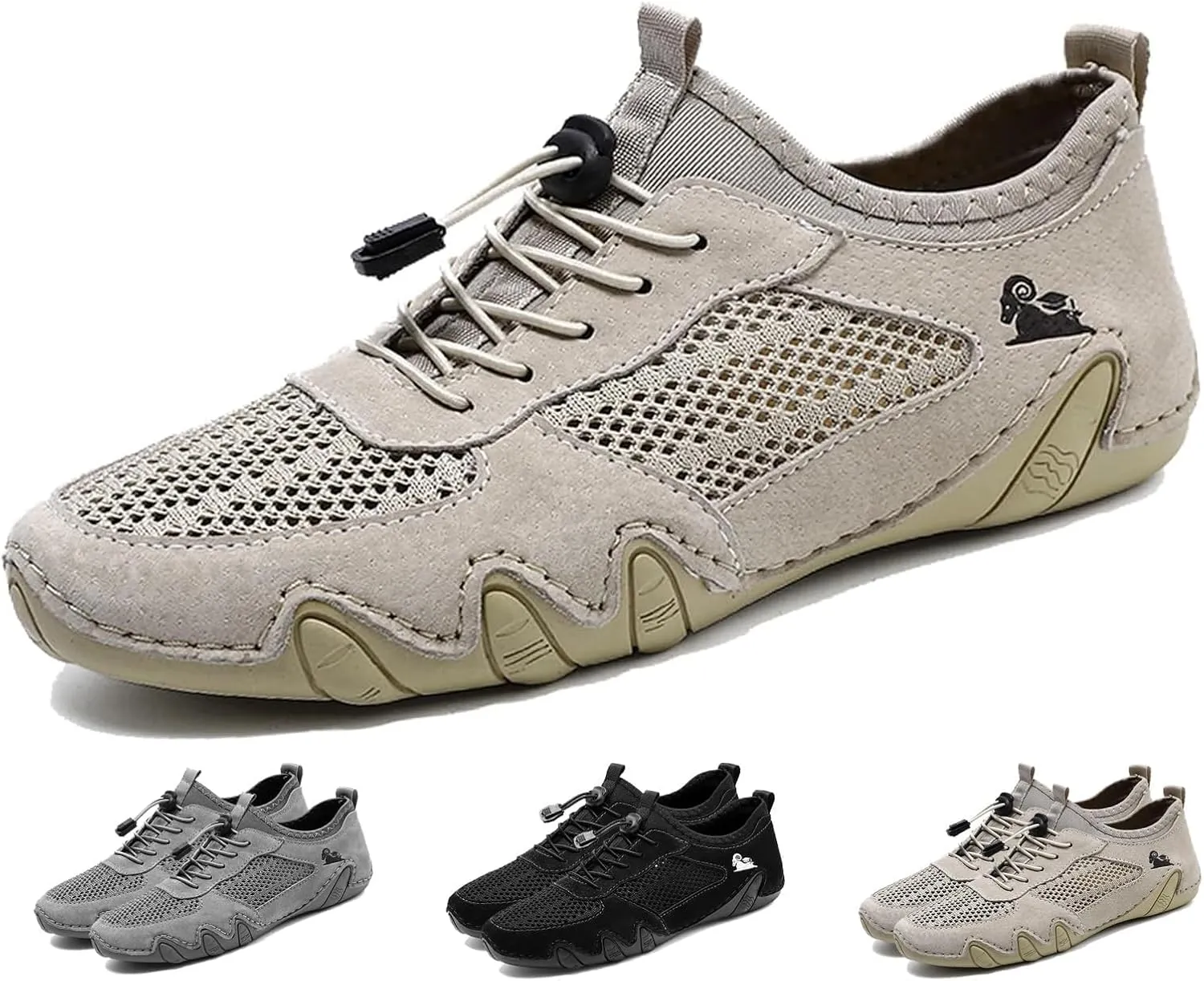 Boxpopla Men's Outdoor Mesh Trail Shoes for Hiking & Walking Slip-on Summer Sports Shoes Breathable Mesh Non-Slip Lightweight Casual Sneakers Camping & Driving