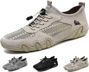 Boxpopla Men's Outdoor Mesh Trail Shoes for Hiking & Walking Slip-on Summer Sports Shoes Breathable Mesh Non-Slip Lightweight Casual Sneakers Camping & Driving
