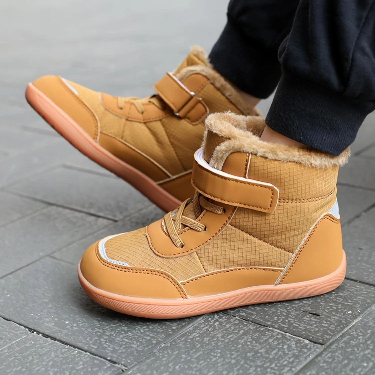 Boys Girls Barefoot Winter Boots With Wide Toe Box Slip Drop Sole Ankle Winter Snow Boots For Boys Size 5 Shoes