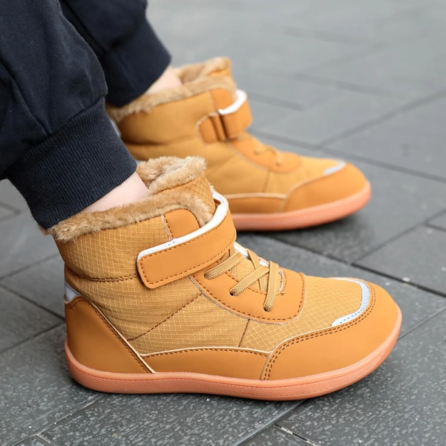 Boys Girls Barefoot Winter Boots With Wide Toe Box Slip Drop Sole Ankle Winter Snow Boots For Boys Size 5 Shoes