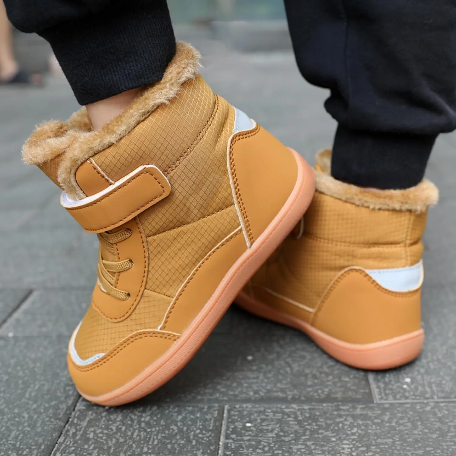 Boys Girls Barefoot Winter Boots With Wide Toe Box Slip Drop Sole Ankle Winter Snow Boots For Boys Size 5 Shoes