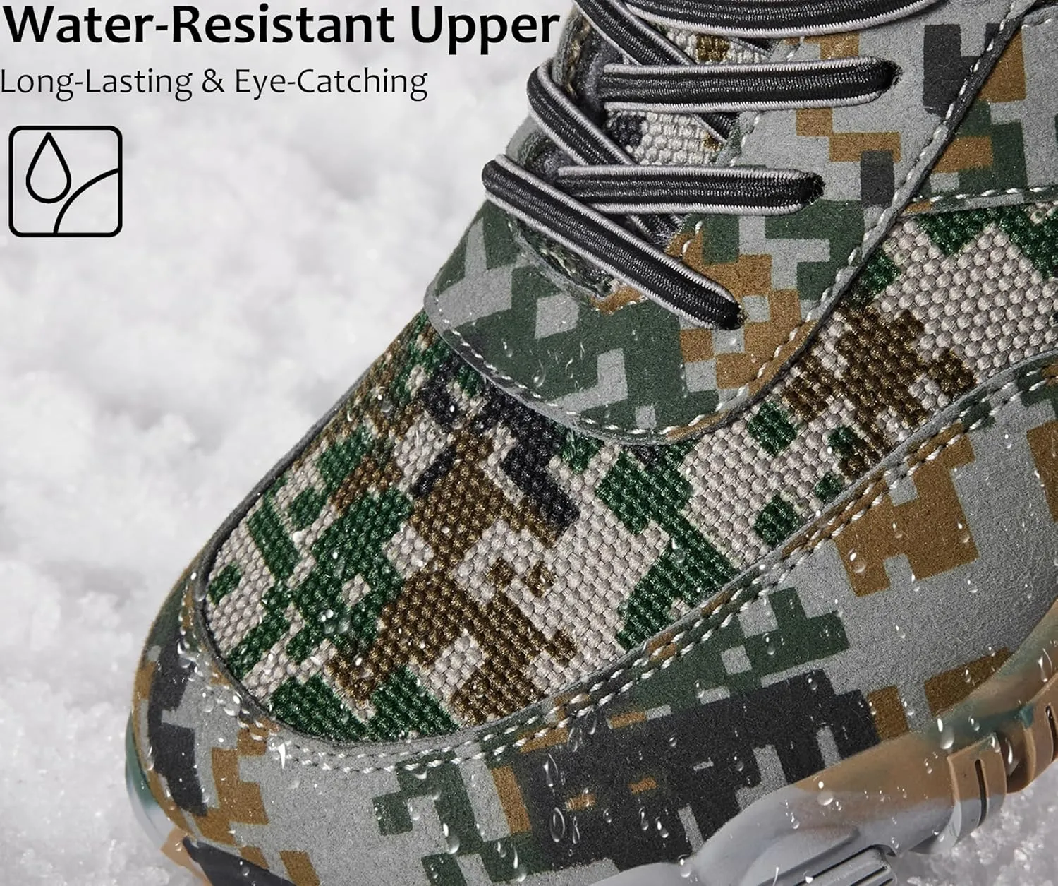 Boys Winter Boots Camouflage Snow Warm Faux Fur Lined Water-Resistant Shoes (Little Kid/Big Kid)