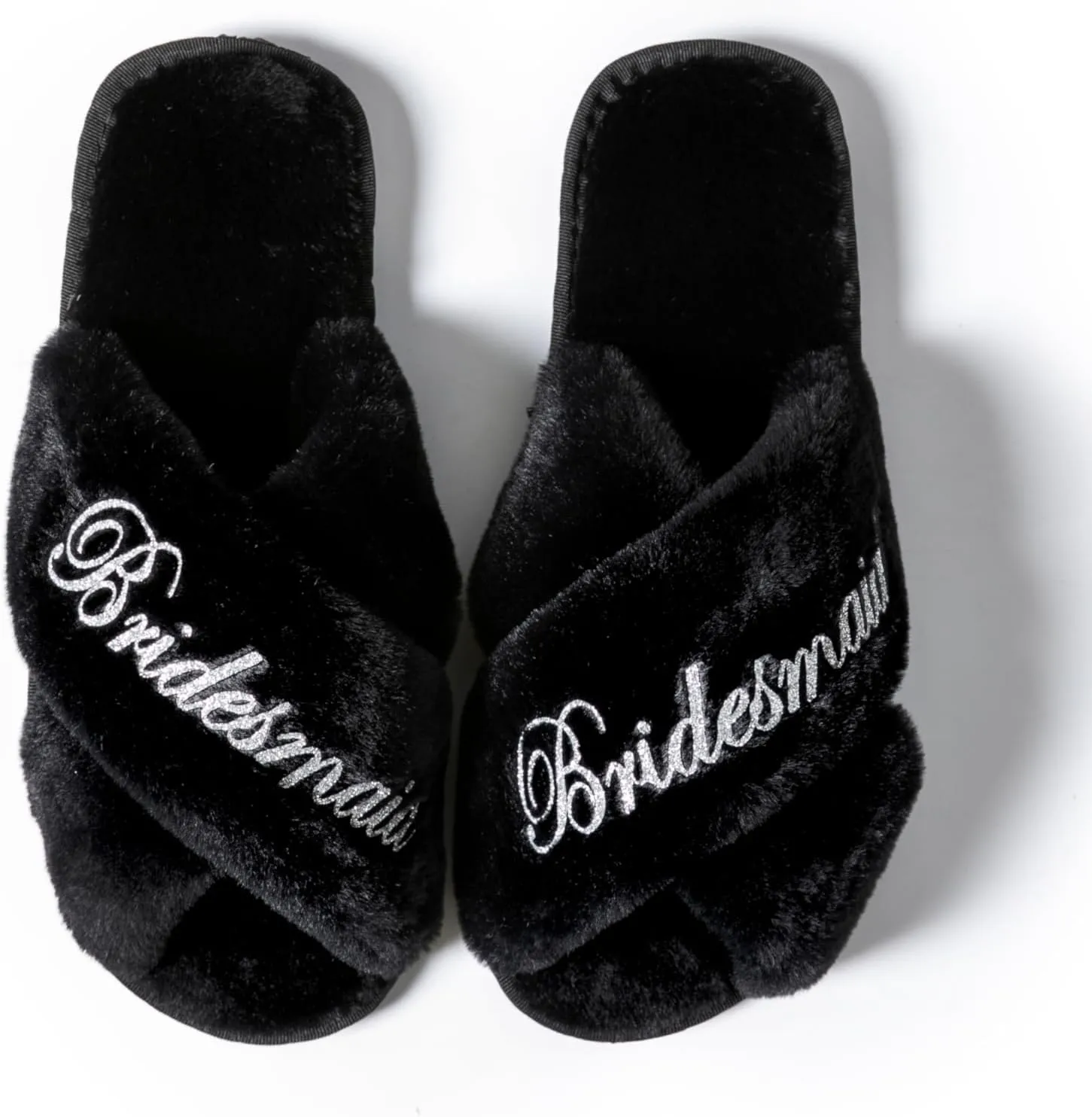Bridal Slipper - Bridesmaid & Bachelorette Gifts - Silver Glitter Print