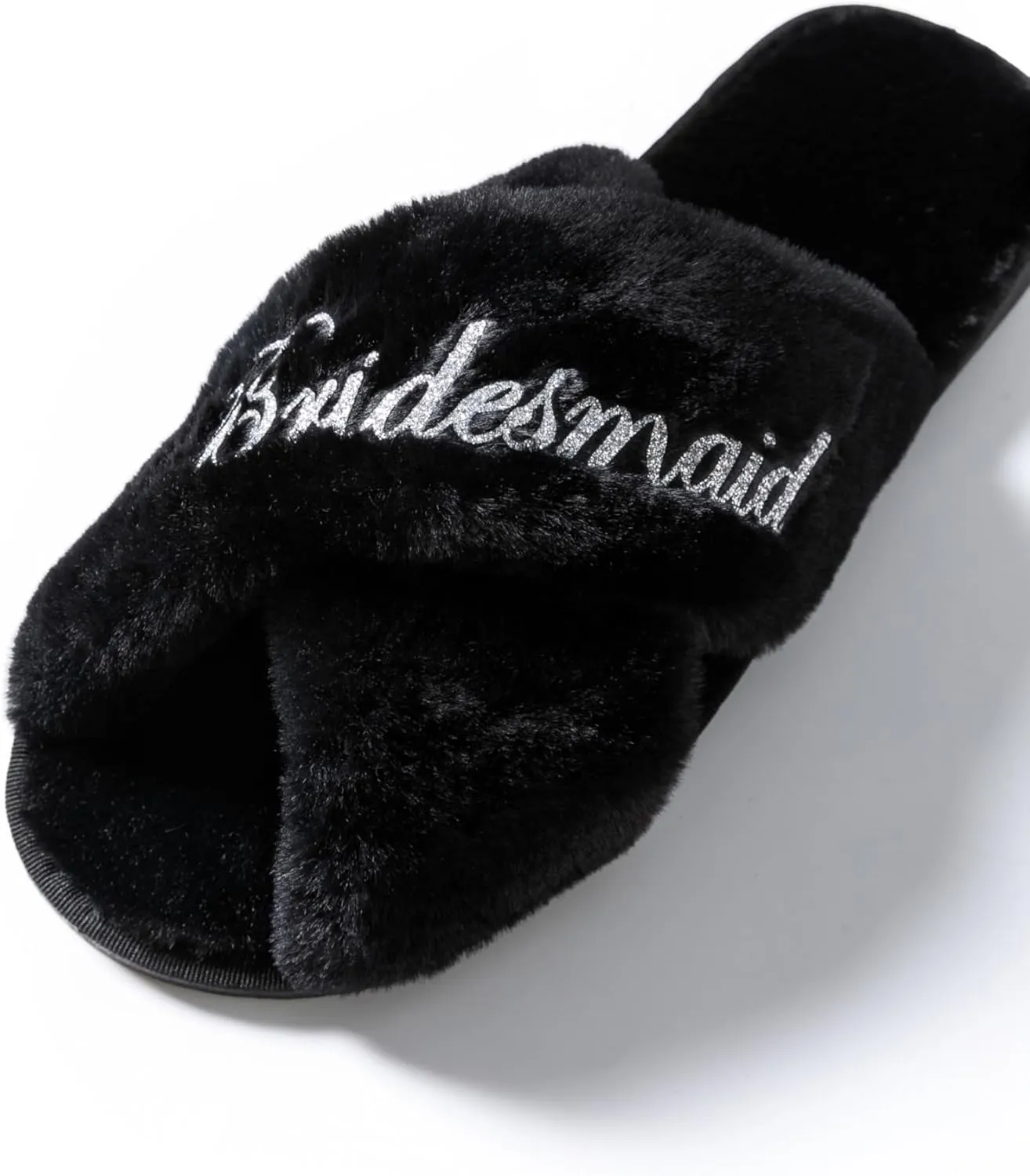 Bridal Slipper - Bridesmaid & Bachelorette Gifts - Silver Glitter Print