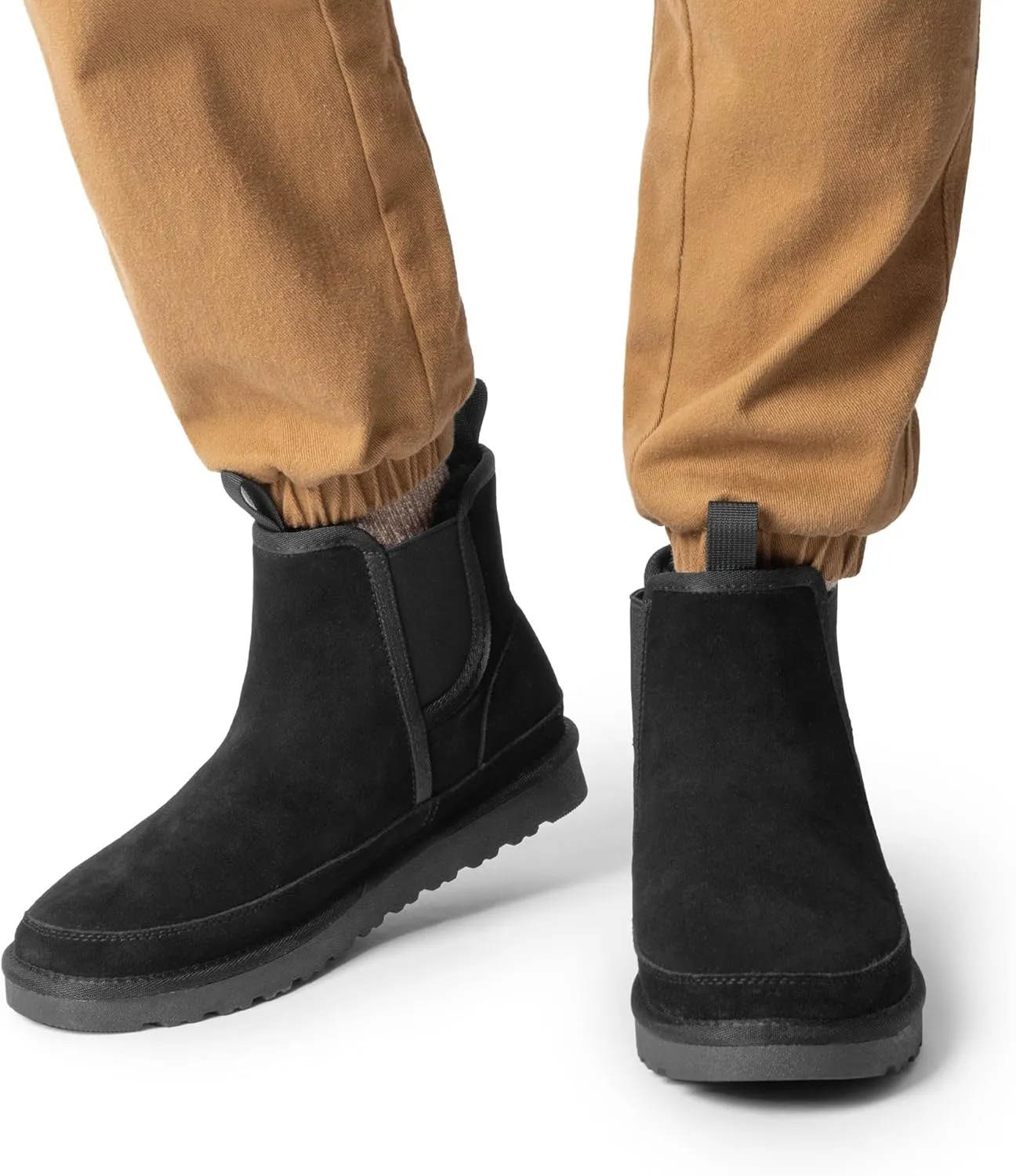 Bruno Marc Men's Winter Snow Boots FuzzyGo Rugged Suede Leather Cold Weather Warm Chelsea Outdoor Boots