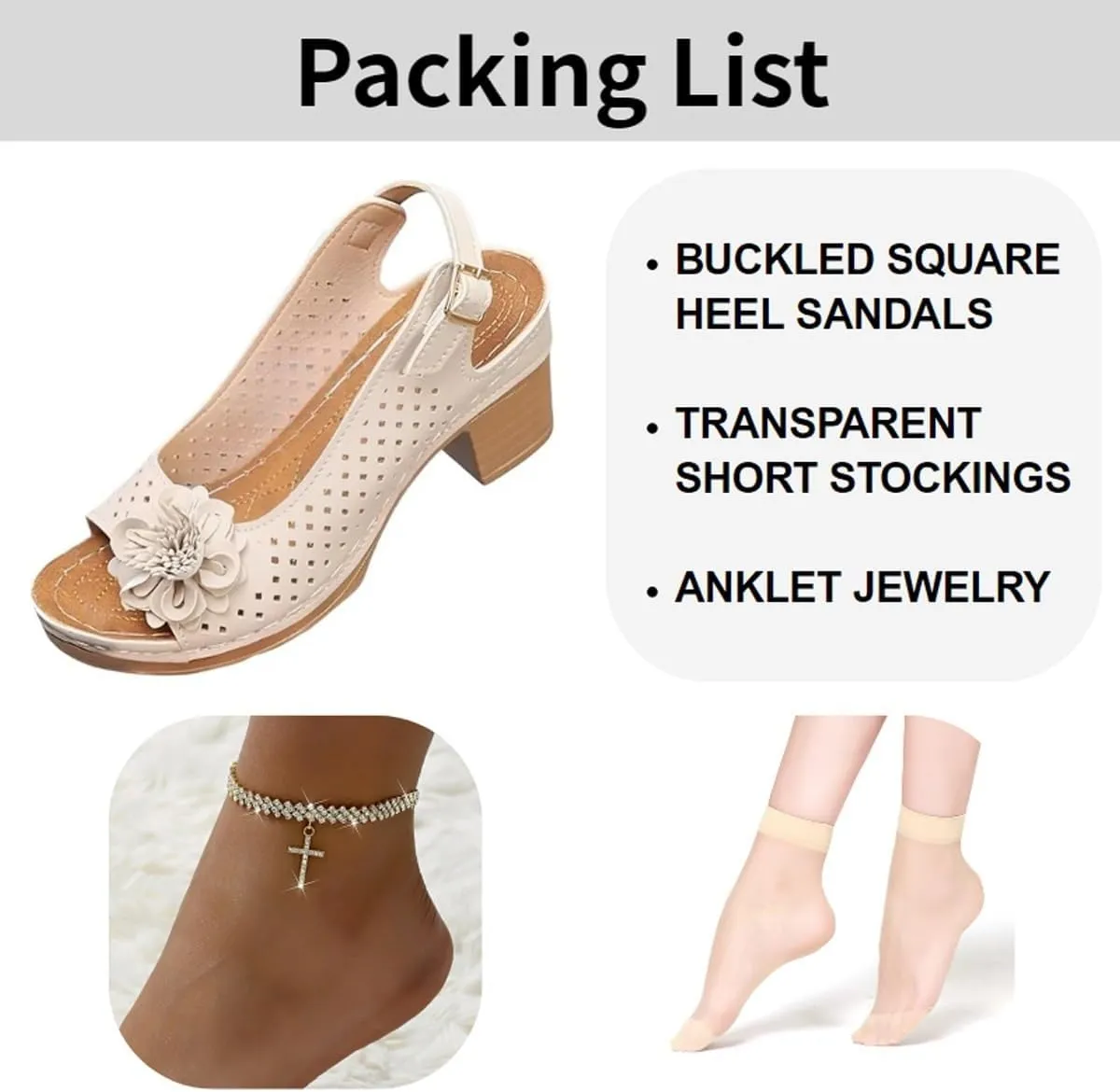 Buckled Square Heel Sandals for Women, Peep Toe Low Slingback Dressy Chunky Wedge Shoe for Prom Wedding Casual Party