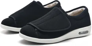bumuam Women's Walking Shoes with Arch Support,Adjustable Closure Warm Lightweight Width Non Slip Air Cushion Sneakers for Swollen Feet Edema