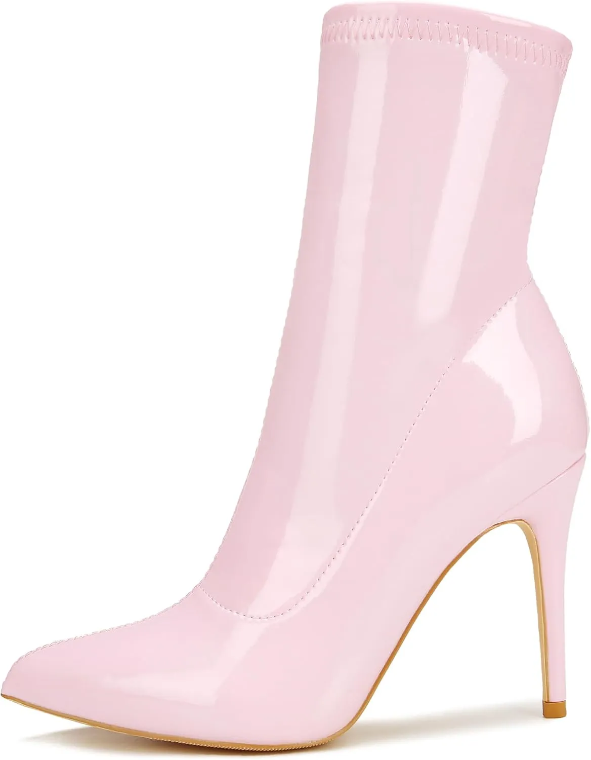 CAMSSOO Women's Ankle Boots Stiletto High Heels Boots Sexy Pointed Toe Side Zipper Sock Boots Comfy Mid Calf Booties