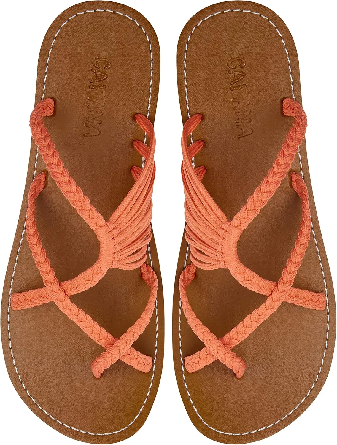 Capana Woven Women's Flat Sandals - Strappy Braided Beach Sandals for Dressy Summer, Rope Bohemian Spring Casual Womens Shoes, Comfy Boho Flats for Teen Girls Oceanbliss