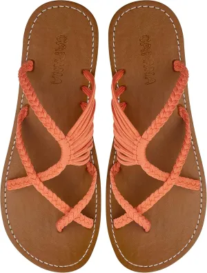 Capana Woven Women's Flat Sandals - Strappy Braided Beach Sandals for Dressy Summer, Rope Bohemian Spring Casual Womens Shoes, Comfy Boho Flats for Teen Girls Oceanbliss