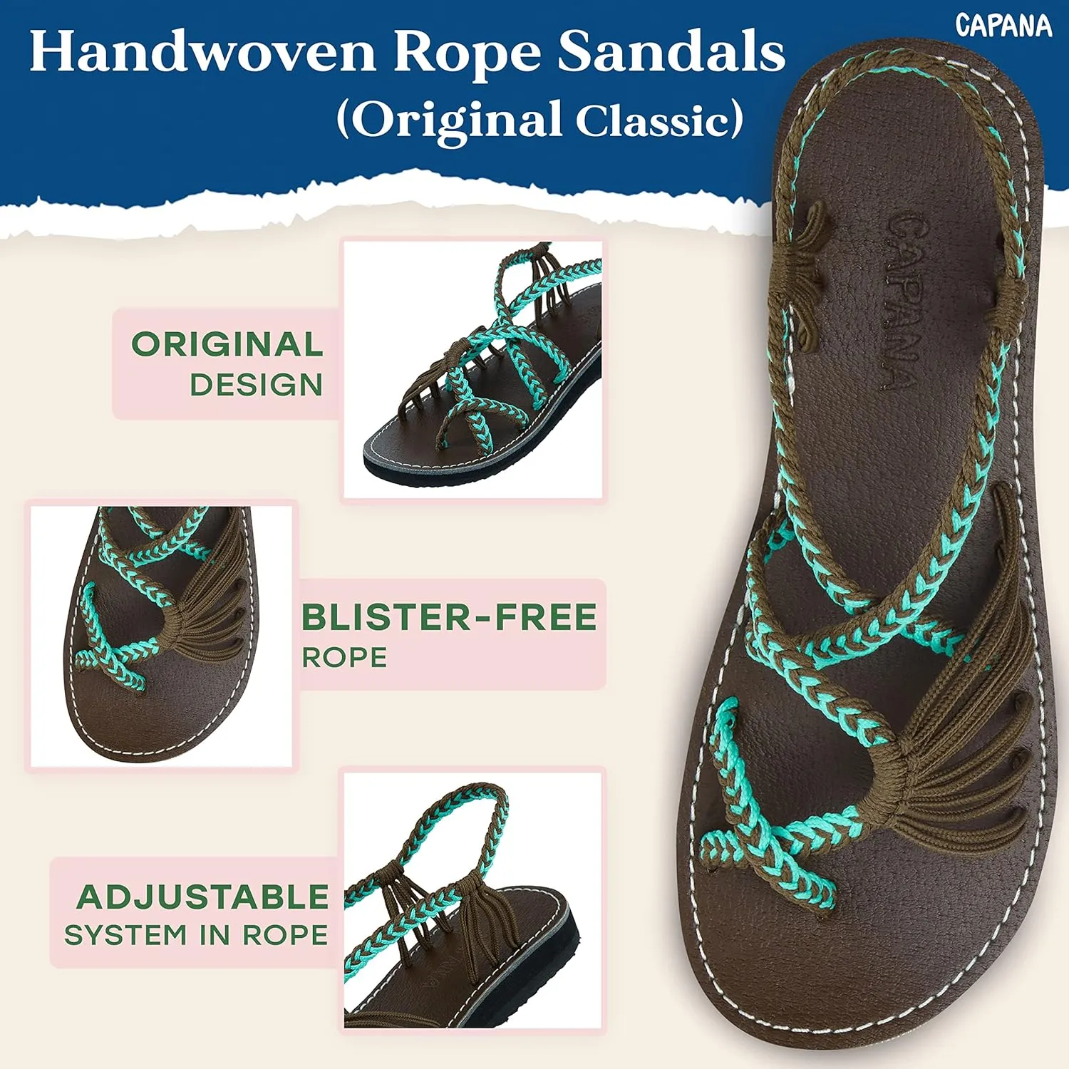 Capana Woven Women's Flat Sandals - Strappy Braided Sandals, Beach Sandals for Women Dressy Summer, Rope Bohemian Sandals, Spring Casual Womens Shoes, Comfy Boho Flats for Teen Girls – Banyan