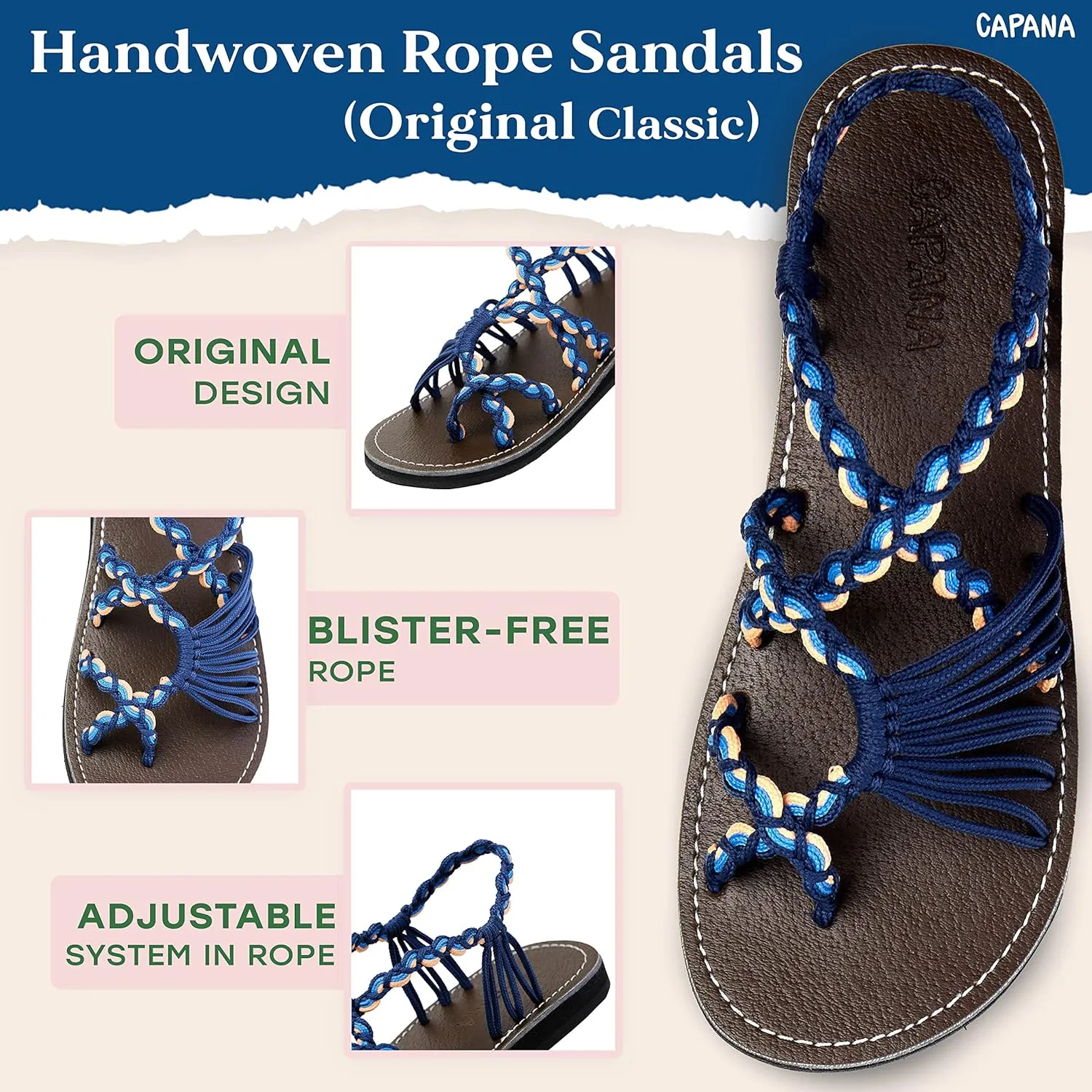 Capana Woven Women's Flat Sandals - Strappy Braided Sandals, Beach Sandals for Women Dressy Summer, Rope Bohemian Sandals, Spring Casual Womens Shoes, Comfy Boho Flats for Teen Girls – Banyan