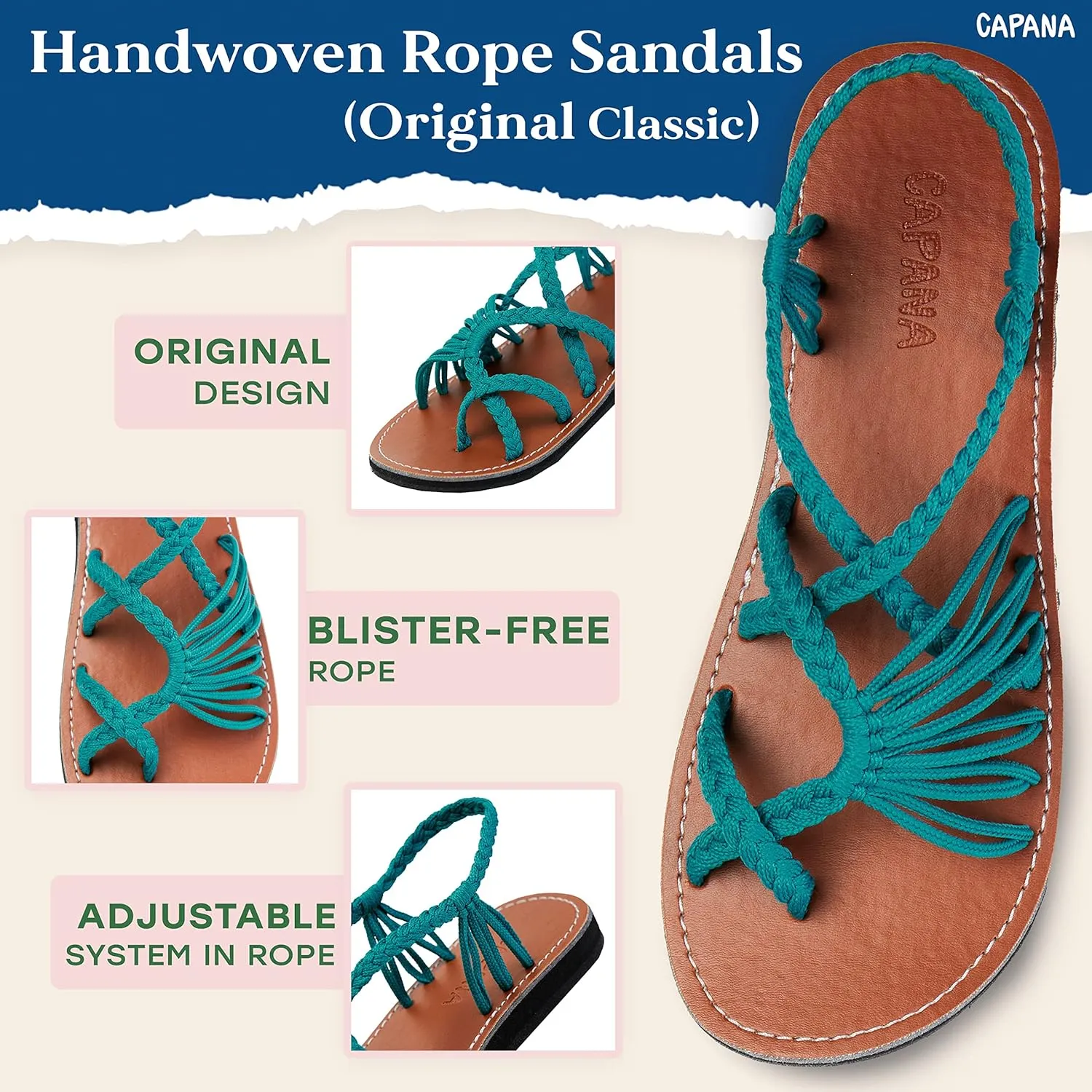 Capana Woven Women's Flat Sandals - Strappy Braided Sandals, Beach Sandals for Women Dressy Summer, Rope Bohemian Sandals, Spring Casual Womens Shoes, Comfy Boho Flats for Teen Girls – Banyan