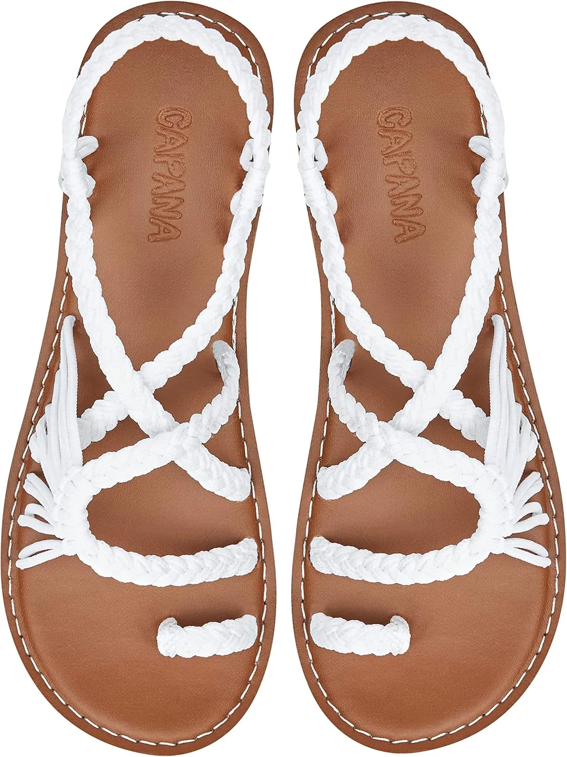 Capana Woven Women's Flat Sandals - Strappy Braided Sandals, Beach Sandals for Women Dressy Summer, Rope Bohemian Sandals, Spring Casual Womens Shoes, Comfy Boho Flats for Teen Girls – Commune