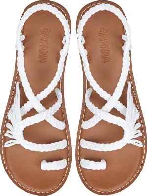 Capana Woven Women's Flat Sandals - Strappy Braided Sandals, Beach Sandals for Women Dressy Summer, Rope Bohemian Sandals, Spring Casual Womens Shoes, Comfy Boho Flats for Teen Girls – Commune