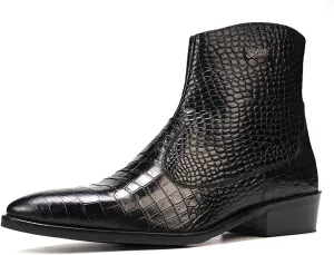 Carlos Santana Zappa Cowboy Boots for Men | Zipper Closure | Rubber Outsole & Cushion Comfort Footbed | Calfskin Leather Upper