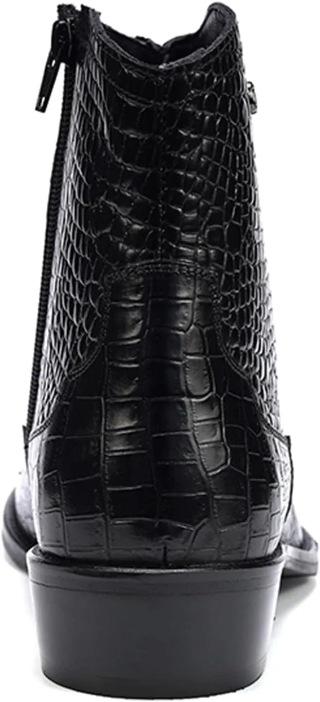 Carlos Santana Zappa Cowboy Boots for Men | Zipper Closure | Rubber Outsole & Cushion Comfort Footbed | Calfskin Leather Upper