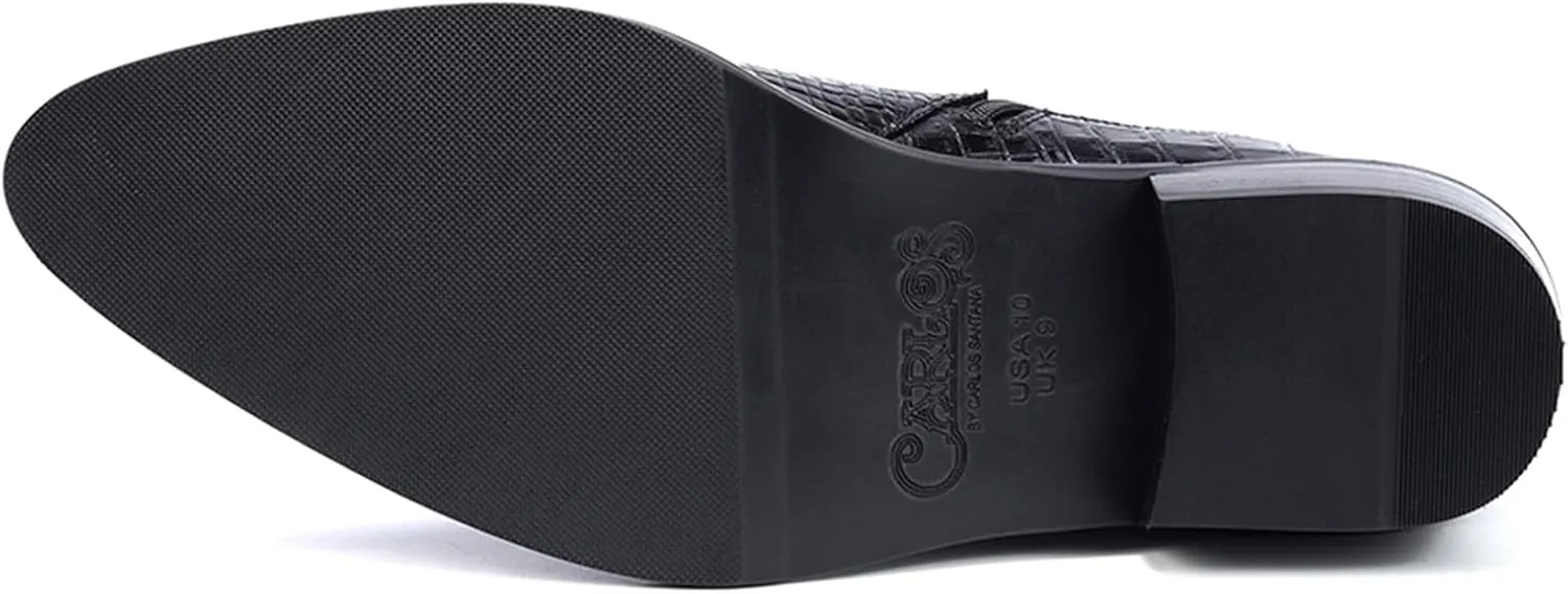 Carlos Santana Zappa Cowboy Boots for Men | Zipper Closure | Rubber Outsole & Cushion Comfort Footbed | Calfskin Leather Upper
