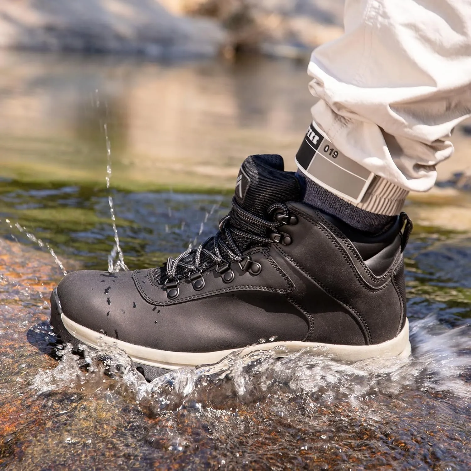 CC-Los Men's Waterproof Hiking Boots Work Boots Durable Non Slip Outdoor Shoes Size 7.5-14