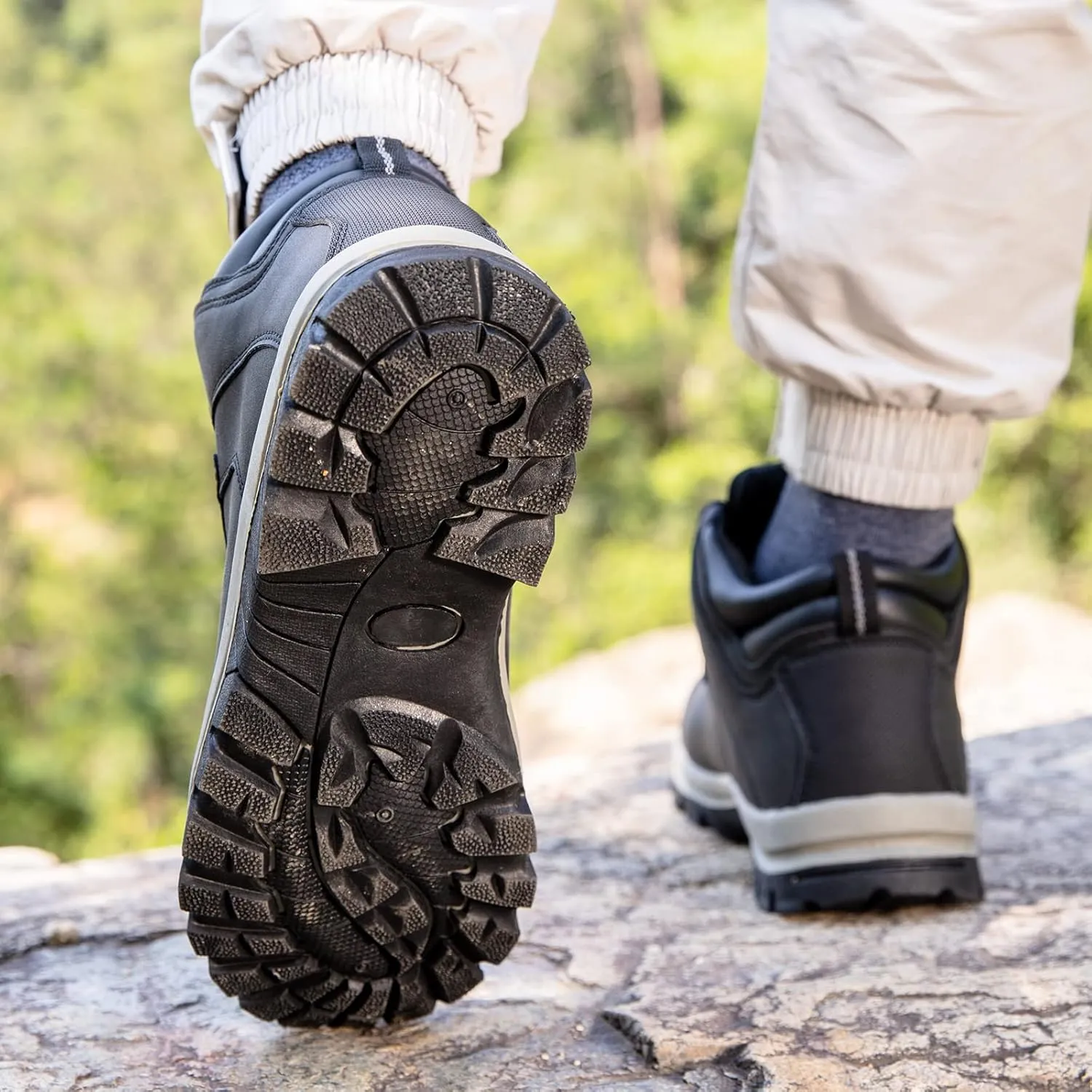 CC-Los Men's Waterproof Hiking Boots Work Boots Durable Non Slip Outdoor Shoes Size 7.5-14