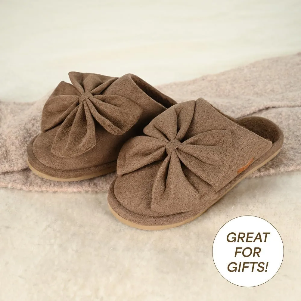 C.C Suede Faux Fur Lined House Indoor-Outdoor Slippers Slip-On for Women