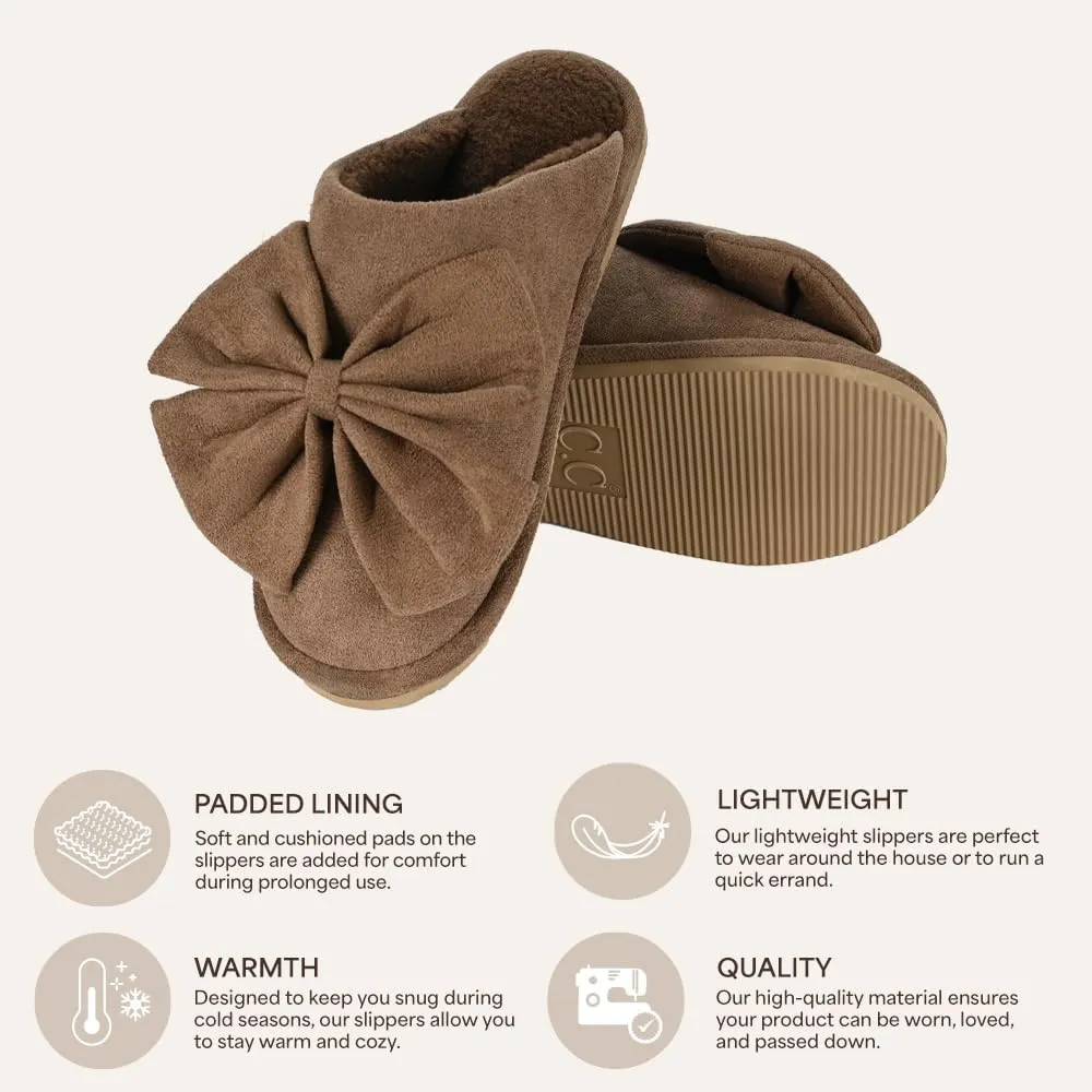 C.C Suede Faux Fur Lined House Indoor-Outdoor Slippers Slip-On for Women