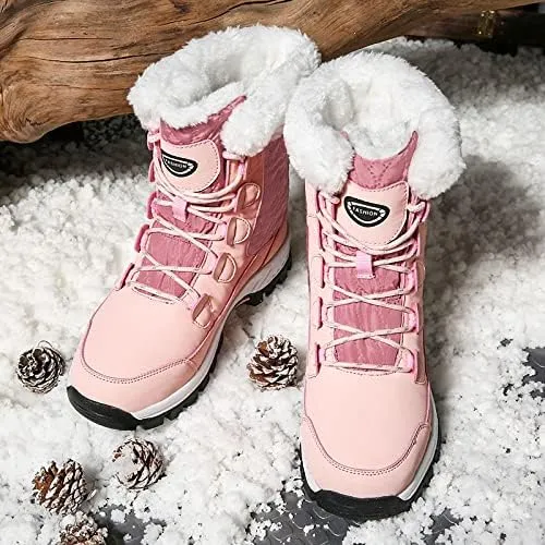 CERYTHRINA Women's Waterproof Snow Boots Winter Mid Calf Booties Warm Fur Lining Winter Shoes
