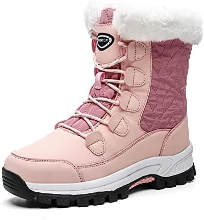 CERYTHRINA Women's Waterproof Snow Boots Winter Mid Calf Booties Warm Fur Lining Winter Shoes