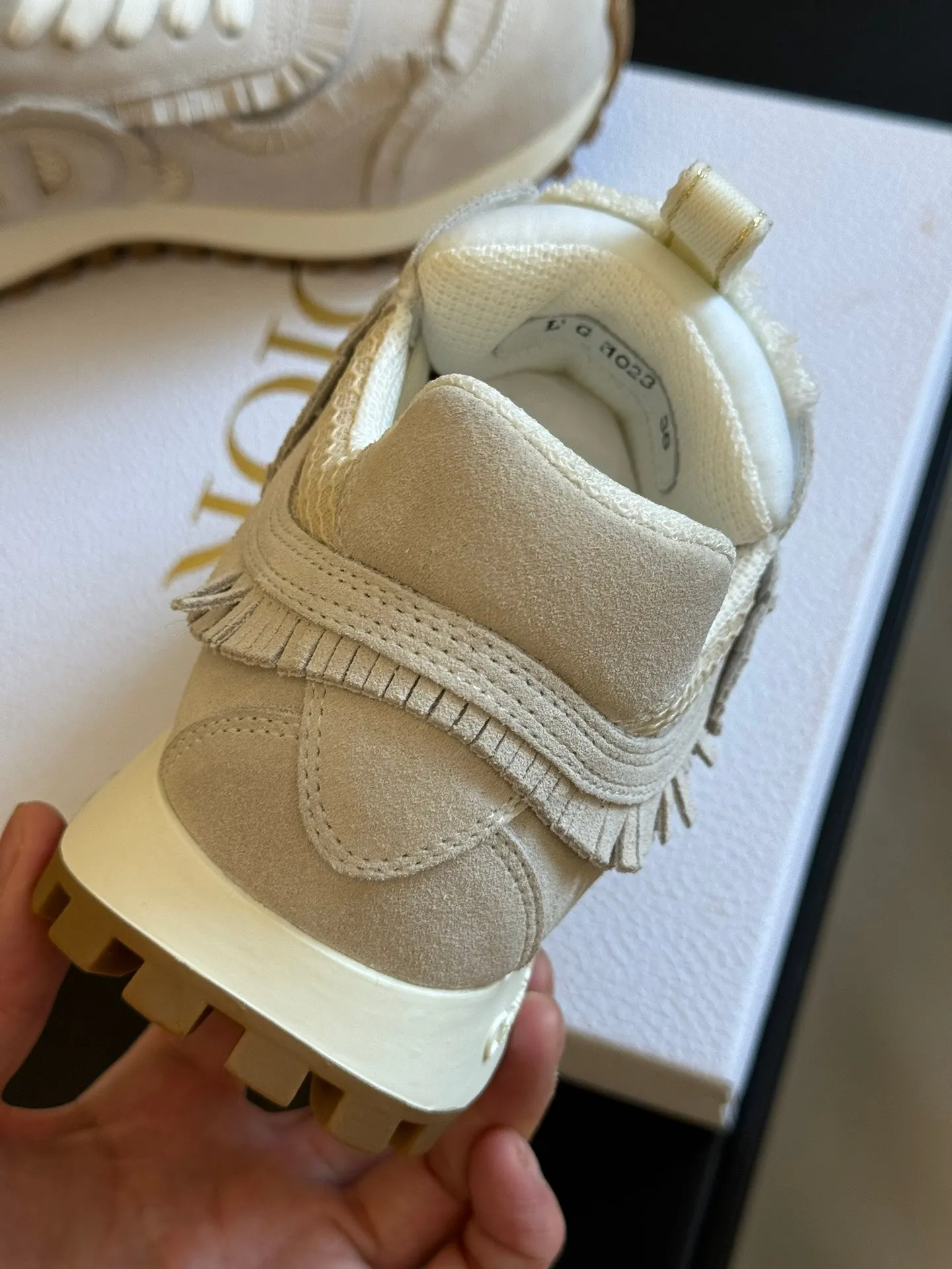 Cest CD Sneaker Ecru Suede Calfskin and Mesh