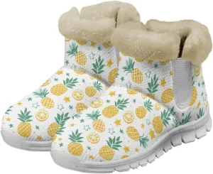 chaqlin Winter Snow Boots Flat Heels for Women Wide Non Slip Casual Outdoor Boots EVA Sole Cozy Lightweight Soft Flannel Plush Ankle Boots