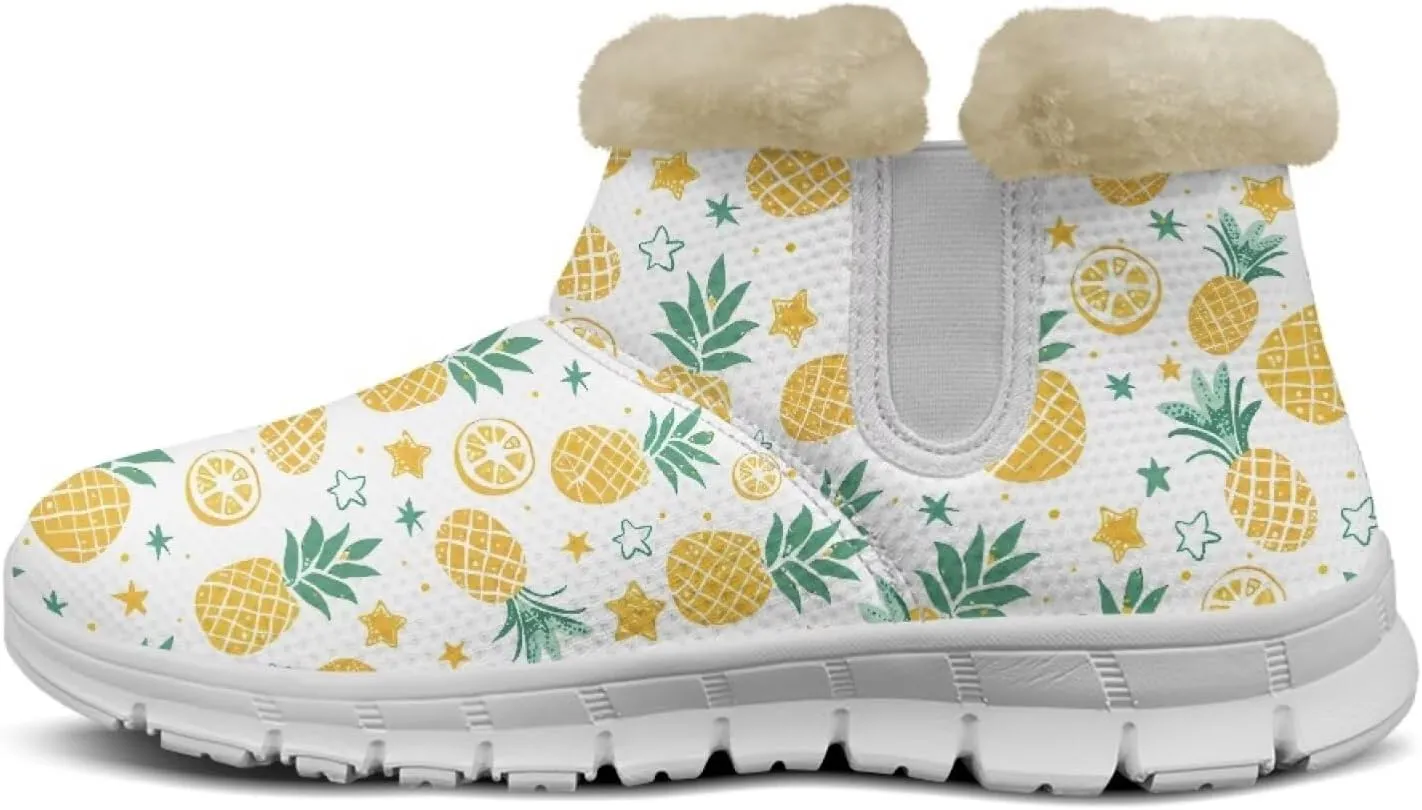chaqlin Winter Snow Boots Flat Heels for Women Wide Non Slip Casual Outdoor Boots EVA Sole Cozy Lightweight Soft Flannel Plush Ankle Boots