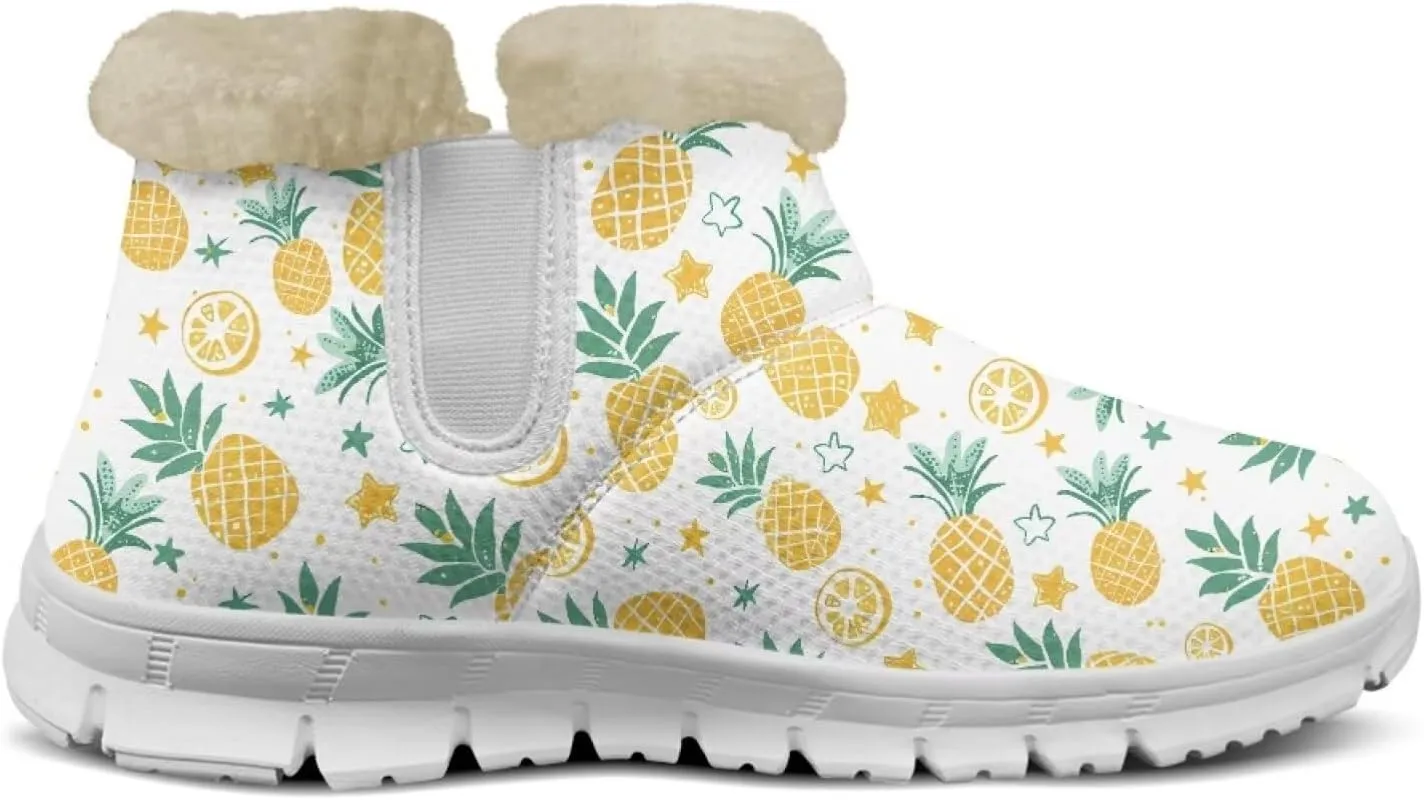 chaqlin Winter Snow Boots Flat Heels for Women Wide Non Slip Casual Outdoor Boots EVA Sole Cozy Lightweight Soft Flannel Plush Ankle Boots