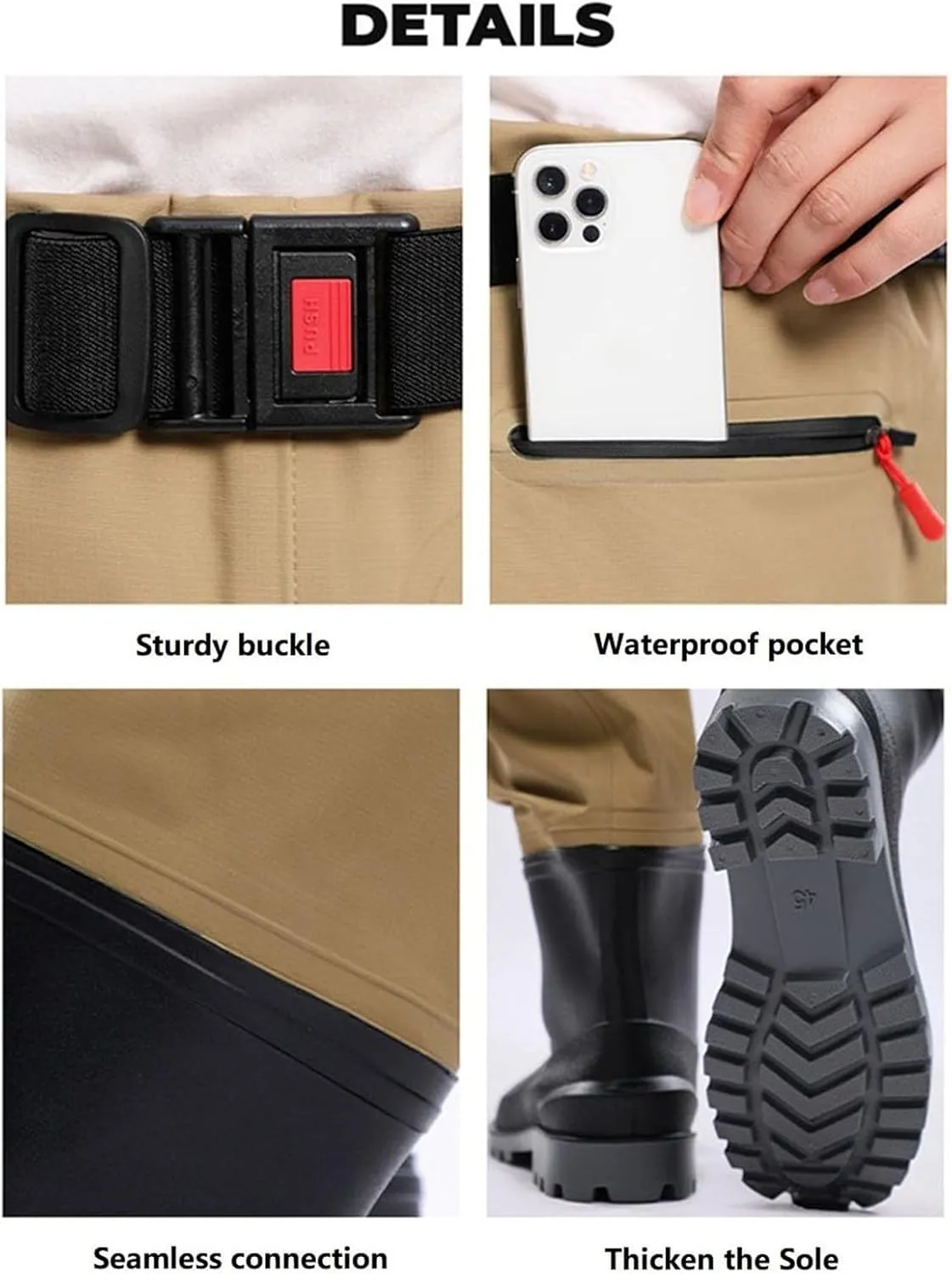 Chest Waders for Men Plus Size One Piece Jumpsuits Lightweight Pants Durable Bootfoot Wader for Duck Hunting Fishing