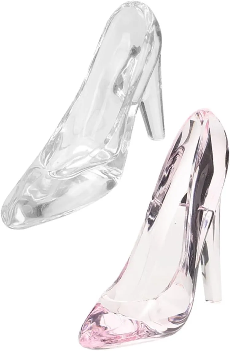 CHILDWEET 2Pcs Faux Crystal High Heel Shoe Ornaments Decorative Desktop Statues for Home Office Shoe Figurines Birthdays Special Occasions