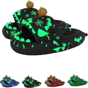 Christmas Shark Slipper, Spooky Shark Slides Glow In The Dark For Men Women,Halloween 3D Cartoon Shark Slides