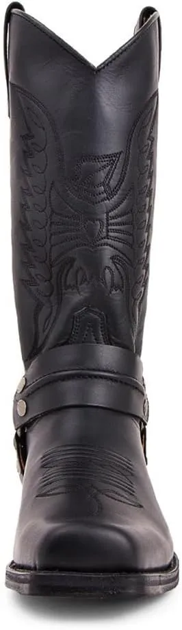 CHUUMEE Men's Classic Western Cowboy Square Toe Embroidered Cowboy Boots，Men's Square Toe Side Zip Ankle Boots