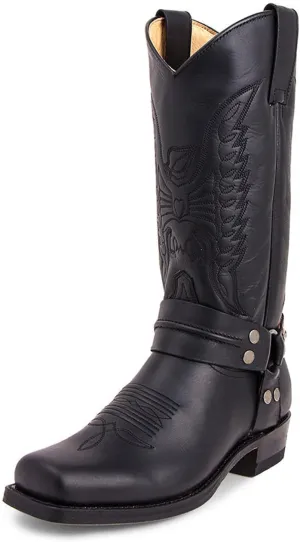 CHUUMEE Men's Classic Western Cowboy Square Toe Embroidered Cowboy Boots，Men's Square Toe Side Zip Ankle Boots