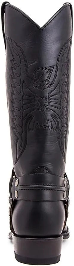 CHUUMEE Men's Classic Western Cowboy Square Toe Embroidered Cowboy Boots，Men's Square Toe Side Zip Ankle Boots
