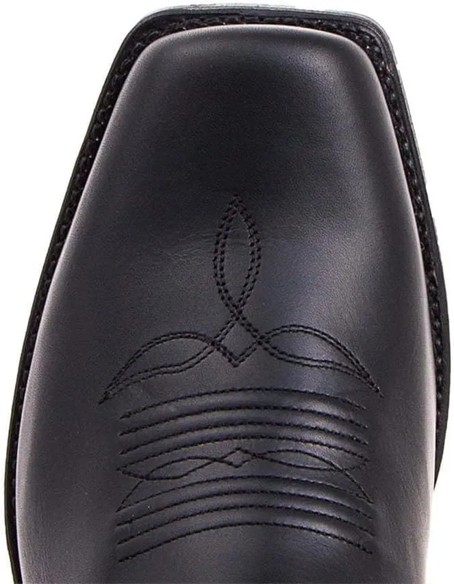 CHUUMEE Men's Classic Western Cowboy Square Toe Embroidered Cowboy Boots，Men's Square Toe Side Zip Ankle Boots