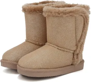 CIOR Toddler Snow Boots for Girls Boys Winter Warm Kids Button Boots Outdoor Shoes