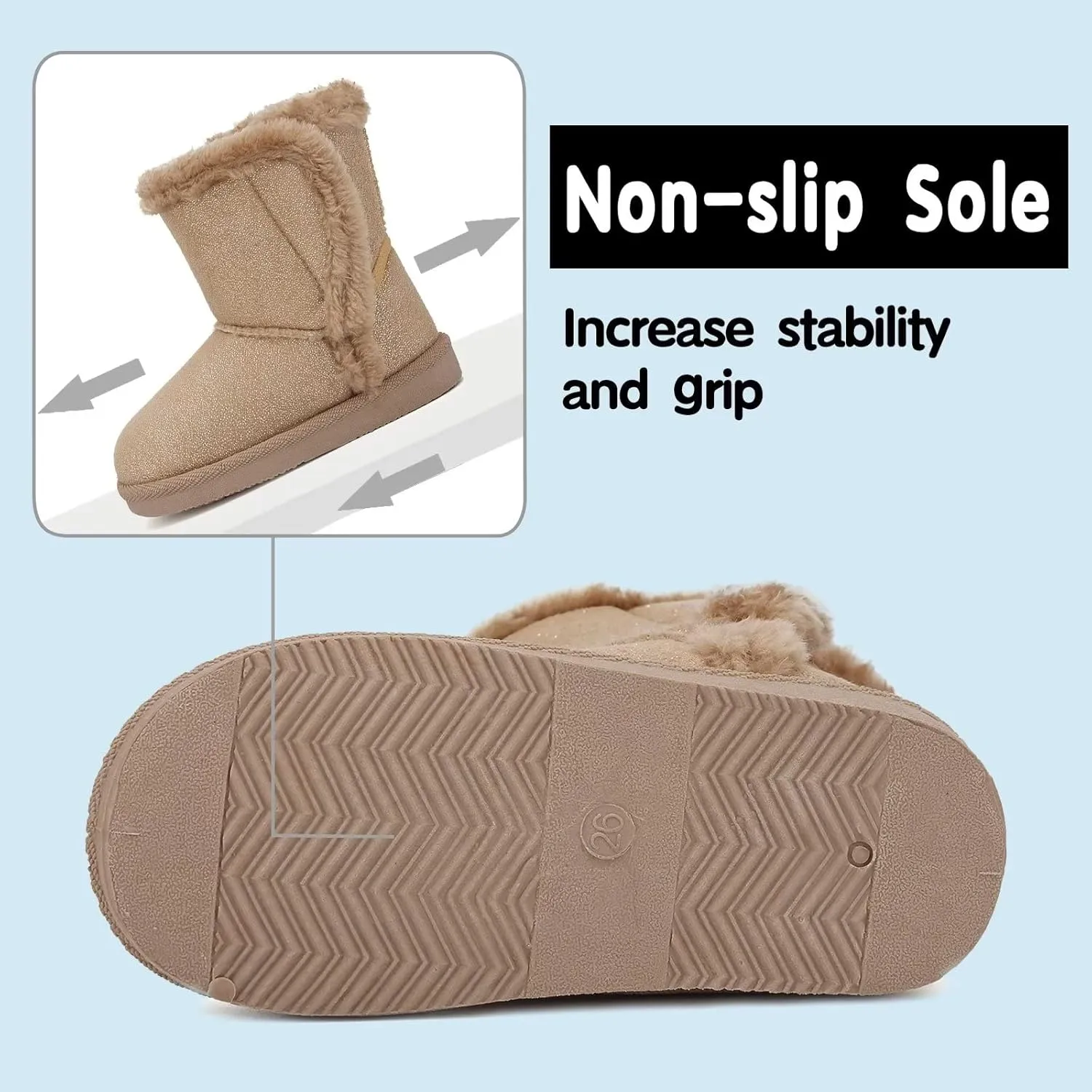 CIOR Toddler Snow Boots for Girls Boys Winter Warm Kids Button Boots Outdoor Shoes